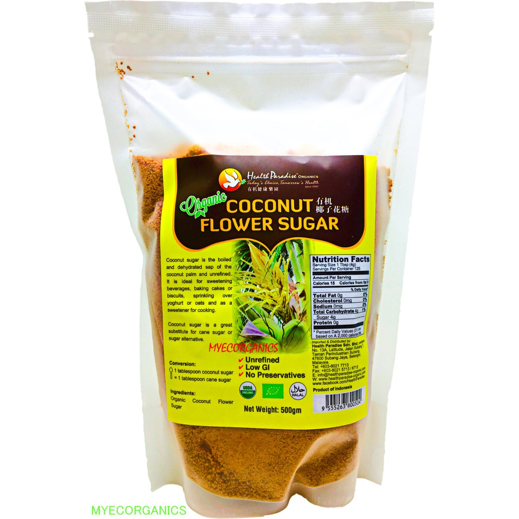 Health Paradise Coconut Flower Sugar 500G, HALAL Shopee Malaysia