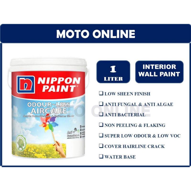 Nippon Paint Odourless Air Care 1LT WHITE/ Cat dalam/Water base Shopee Malaysia