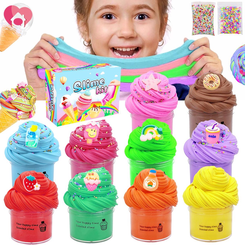 10 Pack Slime Kit Mini Cotton Mud Slime Kit Soft and NonSticky Fluffy