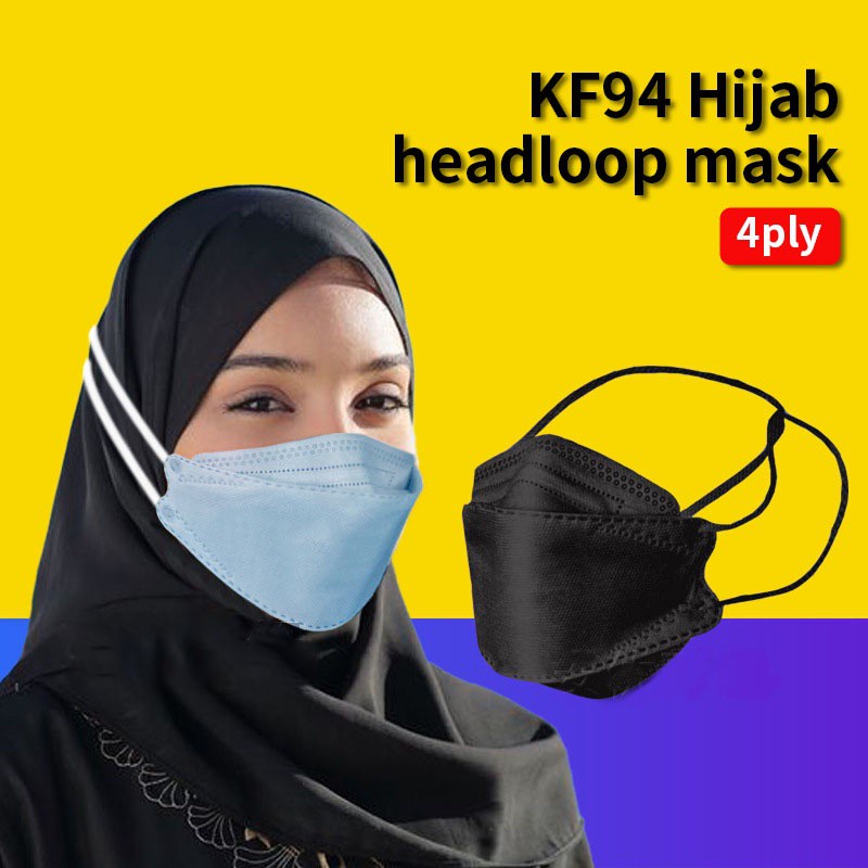 READY STOCK KF94 FACE MASK HEADLOOP ADULT MASK DEWASA HIJAB HEADLOOP