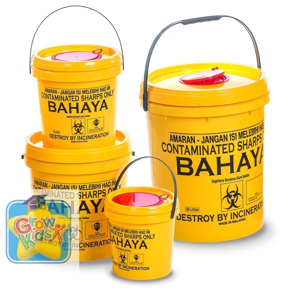 Ready Stock Yellow Biohazard Medical Waste Bin Sharps Bin Needle Box