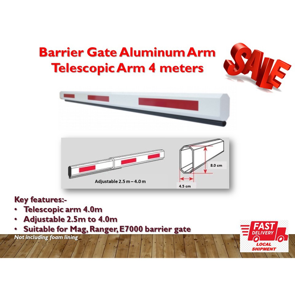Barrier Gate Aluminum Arm Telescopic Arm 4 meters (Adjustable 2.5