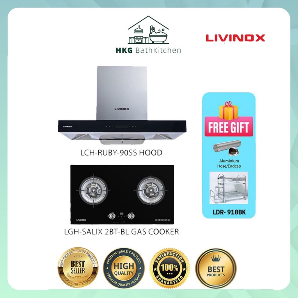 LIVINOX LCH RUBY 90SS Multifunction Cooker Hood + LIVINOX LGHSALIX