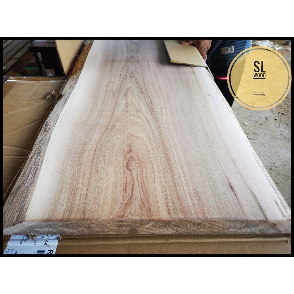 Surian Batu Live Edge Slab Hard Wood with nature coat 5CM(T) x 55CM(W) x 121.9CM(L) Shopee