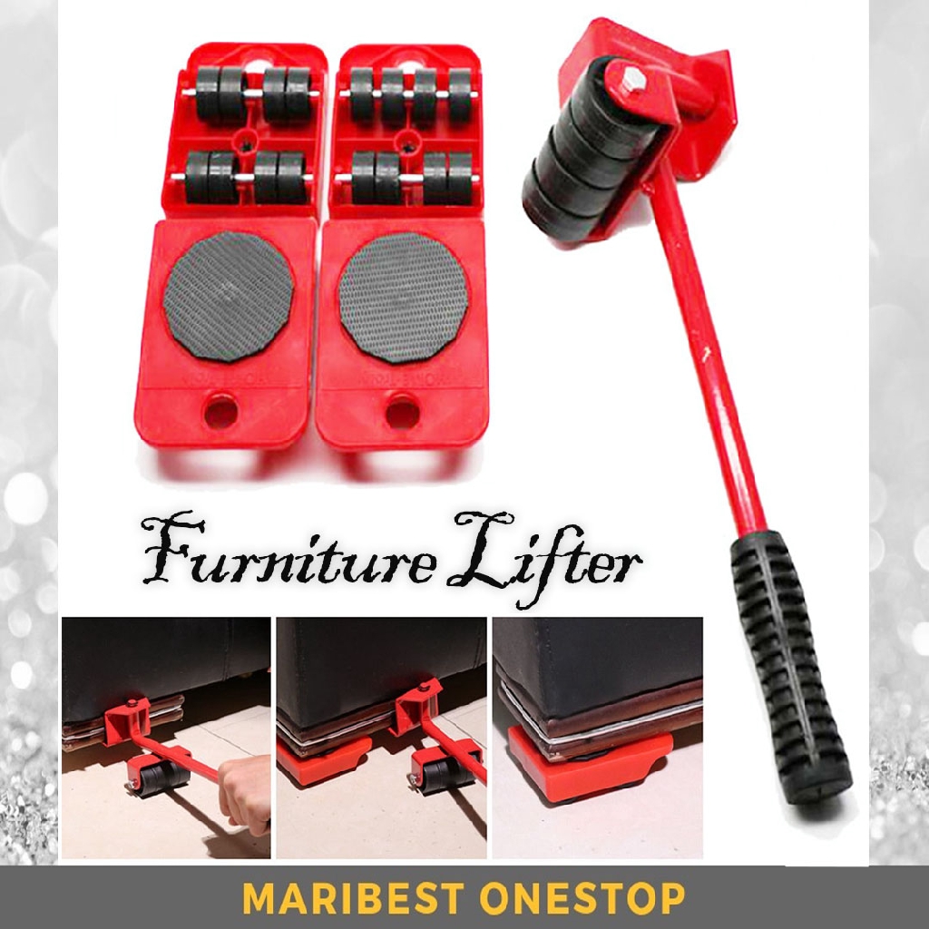 (PACKAGE) FURNITURE LIFTER 4 Wheeled Mover Roller + Wheel Bar Furniture