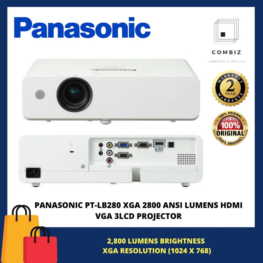 PANASONIC PTLB280 XGA 2800 ANSI LUMENS HDMI VGA 3LCD PROJECTOR