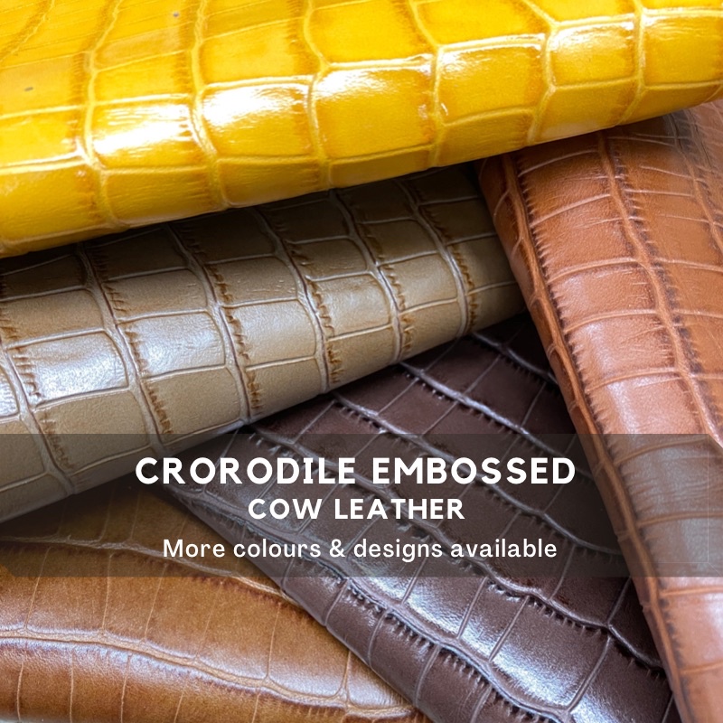 EMBOSSED CROCODILE on Cow Leather Reptile Cetak Buaya Kulit Lembu (CROC