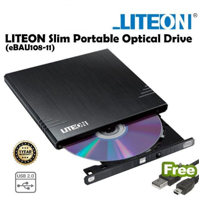 LITEON Ultra Slim USB Powered External DVD/CD Writer Plug & Play