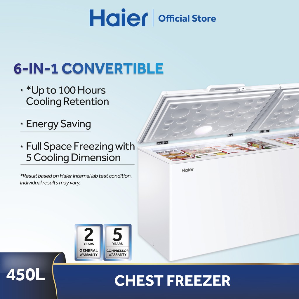 Haier (450L) BD458HP Chest Freezer Convertible (Freezer Fridge
