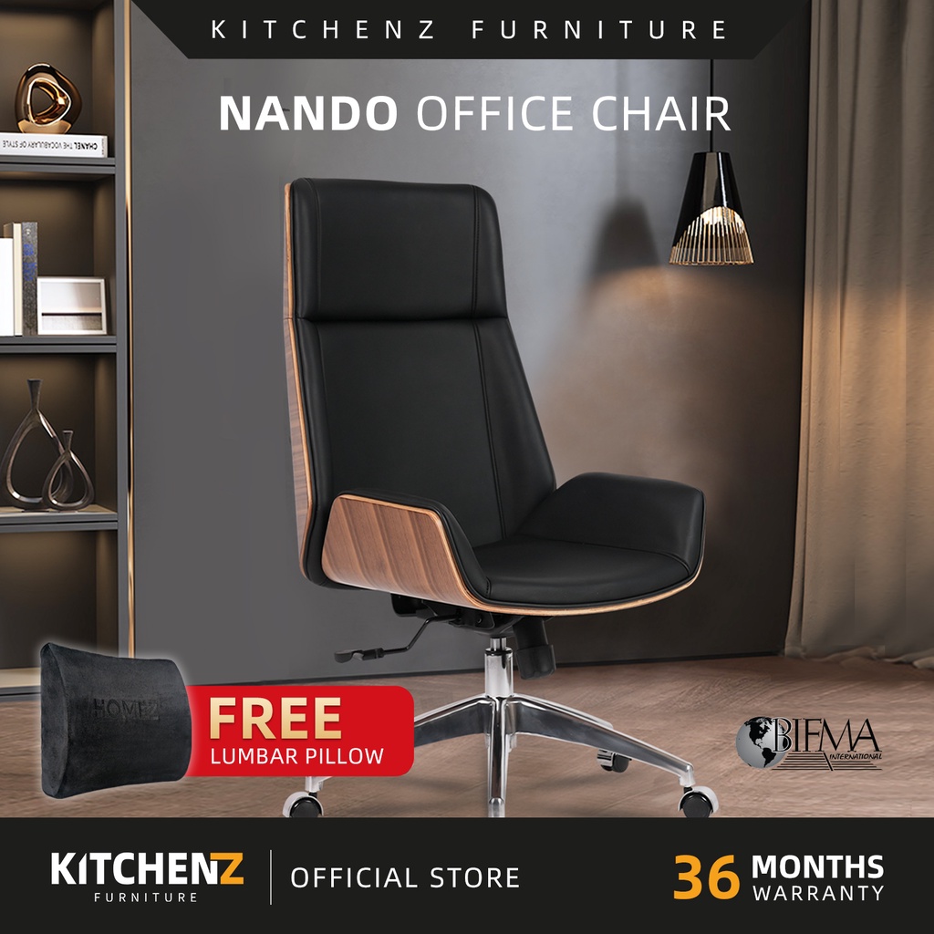 KitchenZ Nando Office Chair Ergonomic Chair Executive Chair High Back