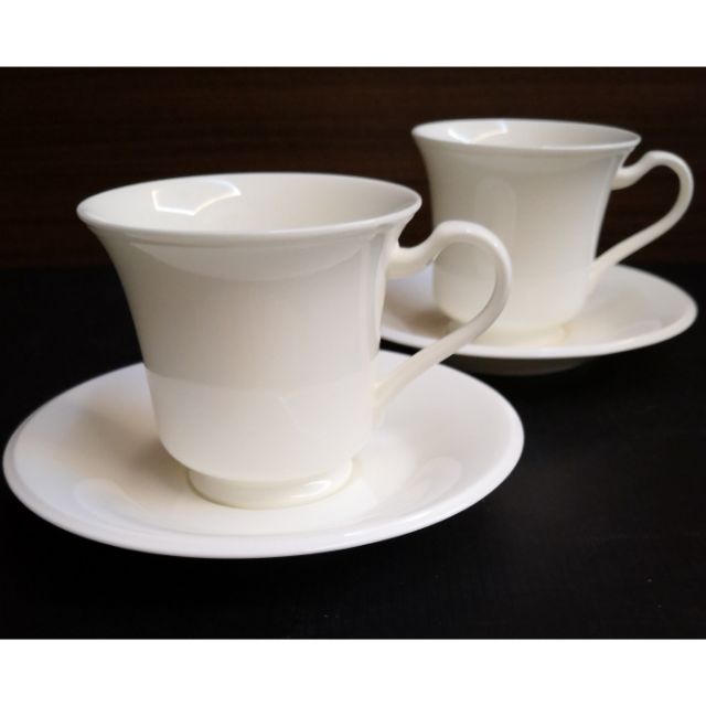 Noritake 2 Sets Made in Japan Noritake High Quality Plain White Bone China Footed Cup And