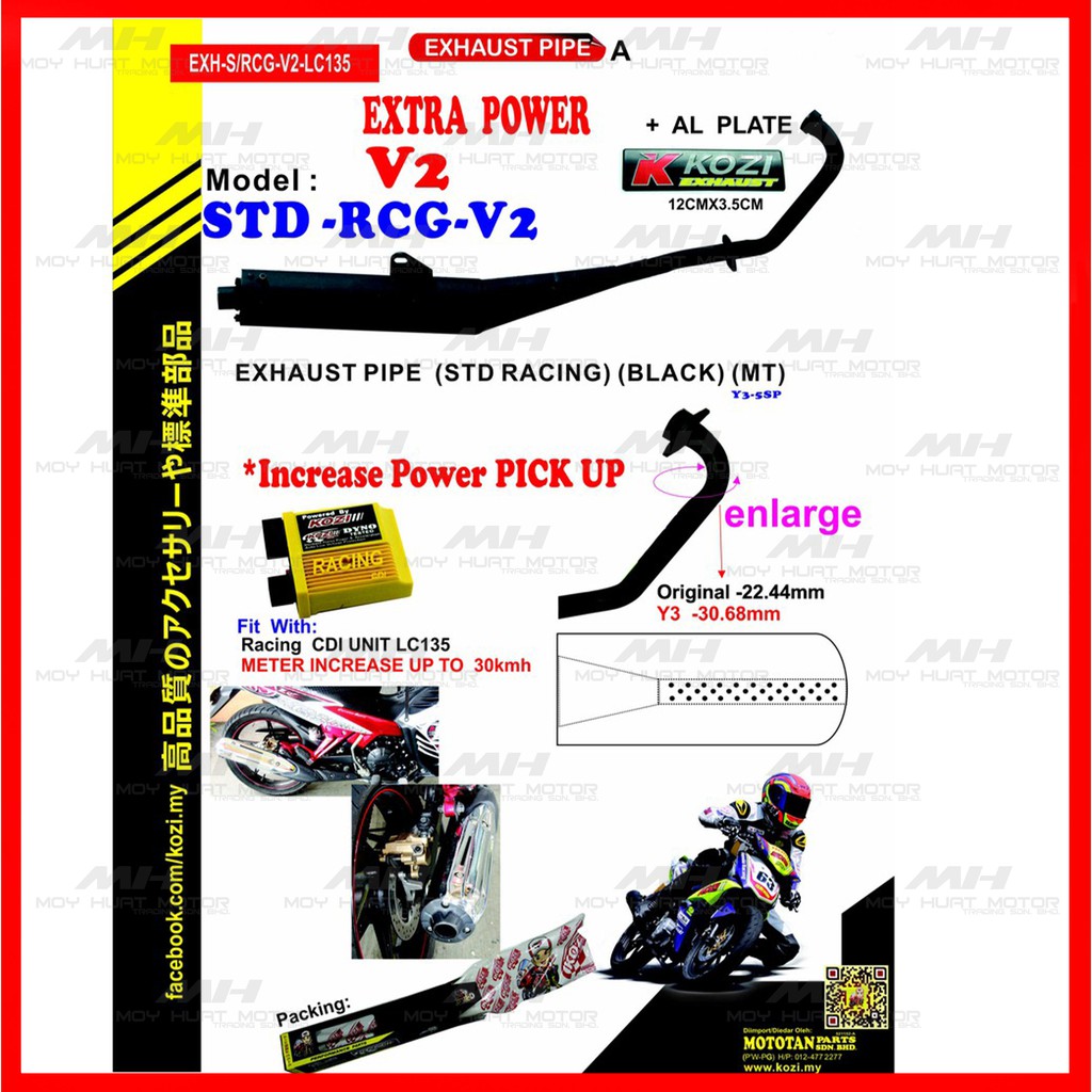 Ekzos LC135 V2V7 Cutting Standard / Kozi Standard Open Exhaust Pipe