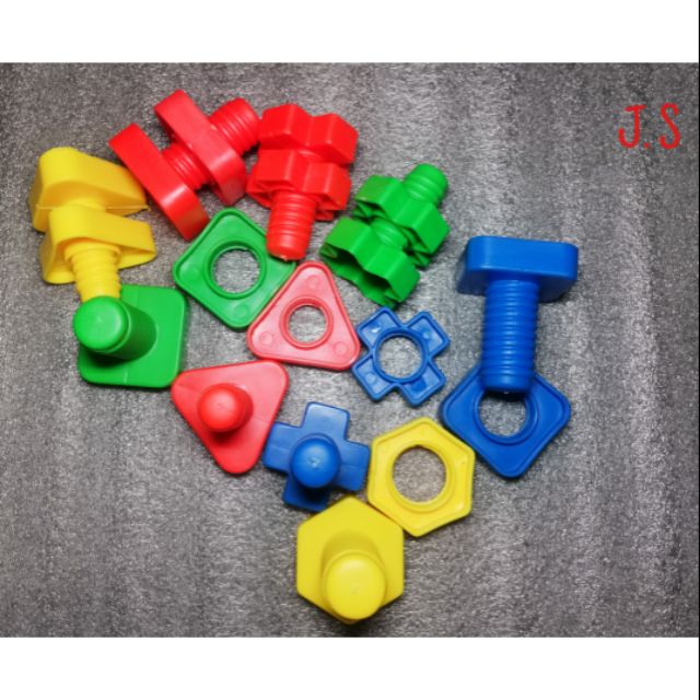 READY STOCK!!! Plastic Nut and Bolt Therapeutic Educational Toys for