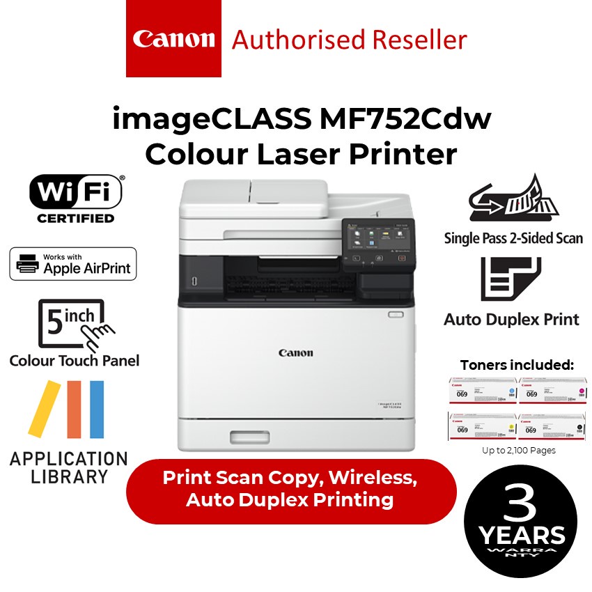 Canon imageCLASS MF752Cdw AllInOne Colour Laser Printer (Print, Scan