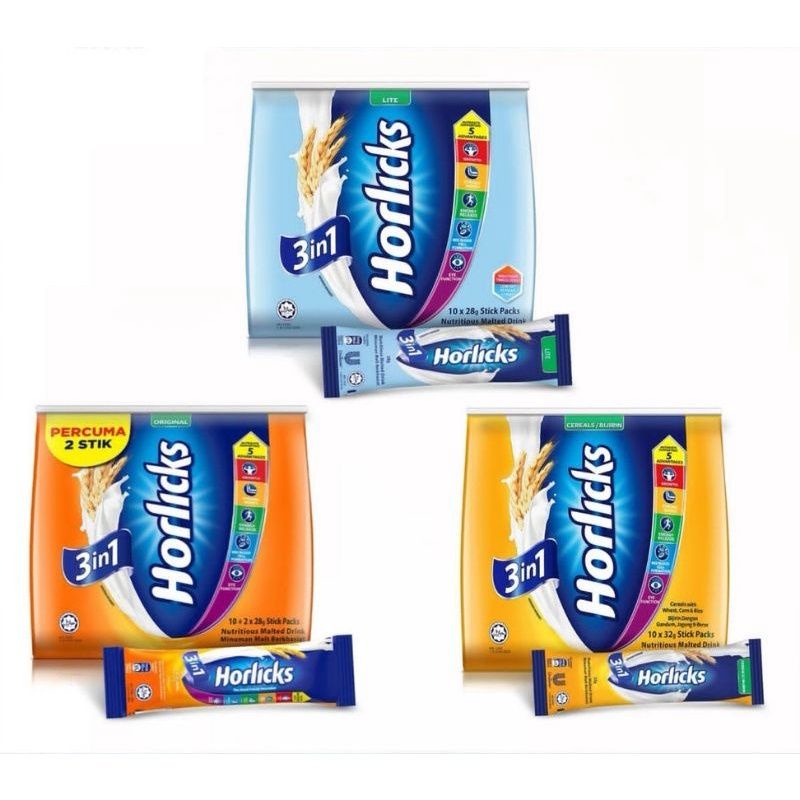 Horlicks 3 in 1 Sachet Pack Powdered Malt Drink (28g32g) Shopee Malaysia