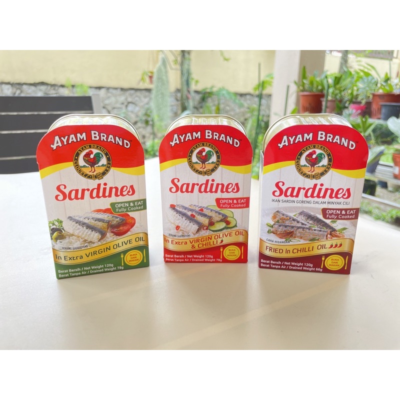 Premium AYAM BRAND SARDINE In EXTRA VIRGIN OLIVE OIL & EVOO CHILI Fried