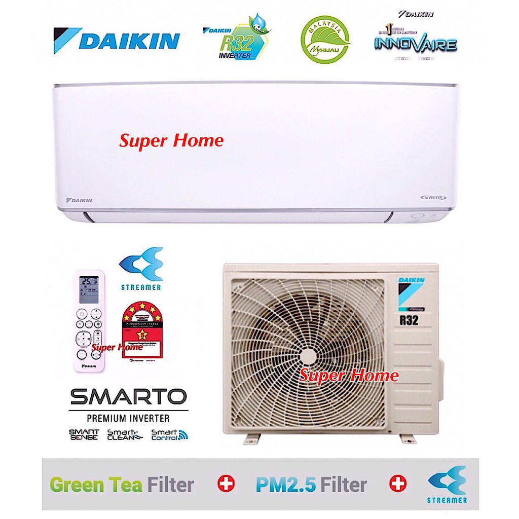 Daikin SMARTO FTKH35A & RKU35F 1.5hp Inverter Wall Mounted Air