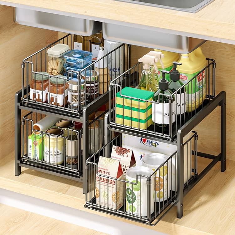 Rak Sliding 2 Tingkat 2 Tier Sliding Basket Kitchen