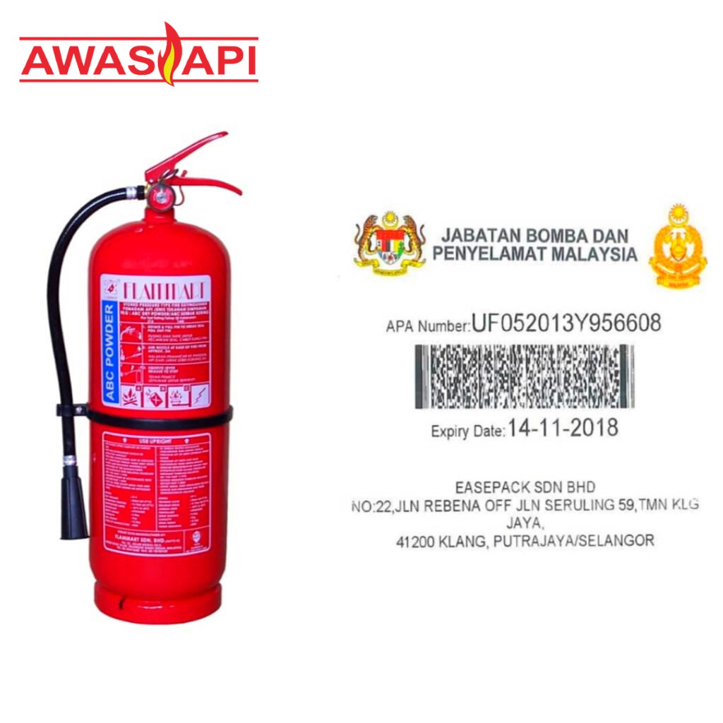 [PRE ORDER] 9KG Fire Extinguisher With Bomba cert / Alat Pemadam Api