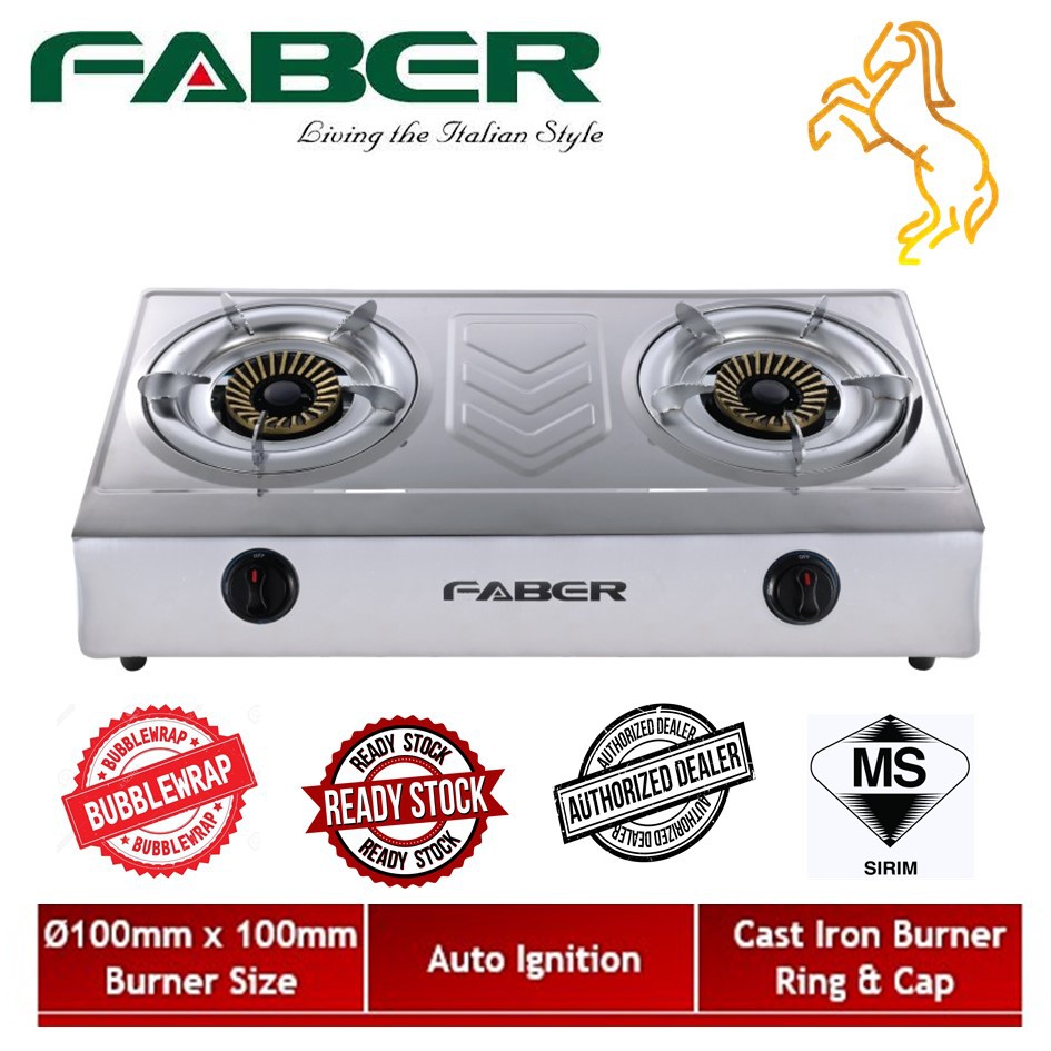 Faber Gas Cooker Gas Stove High Fire Flame 5.6kW 2 Burner FS CASA 1010