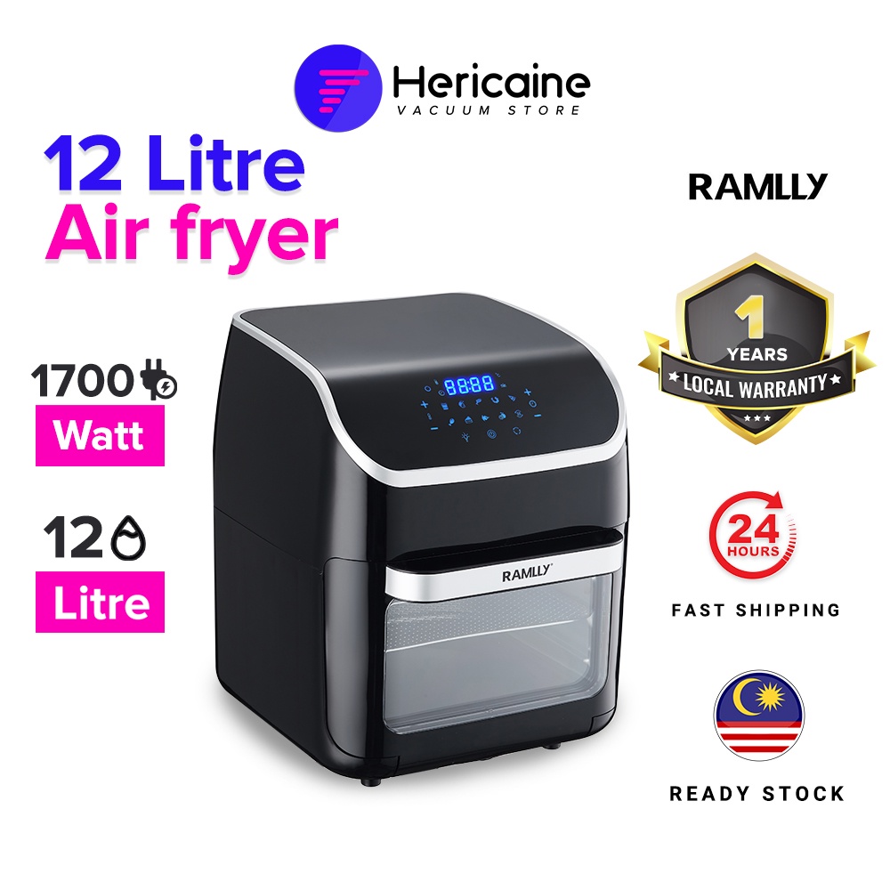 RAMLLY Black Air fryer new intelligent touch 12 litre capacity visual