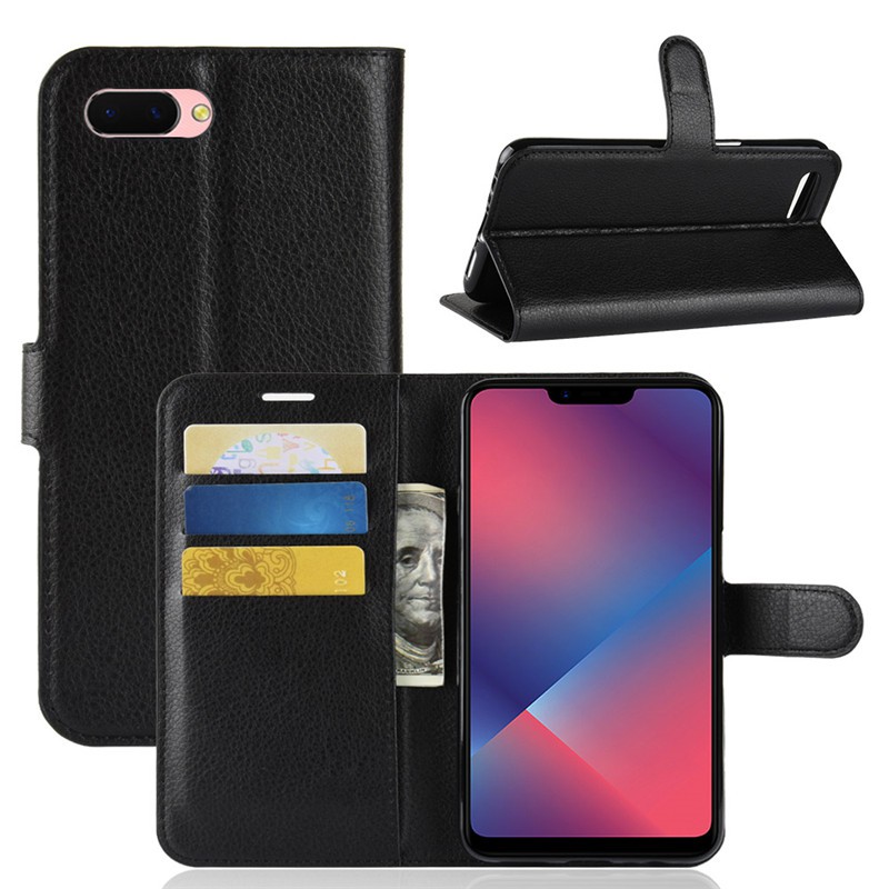 OPPO A3S Case Silicone TPU Soft Cover PU Leather Phone