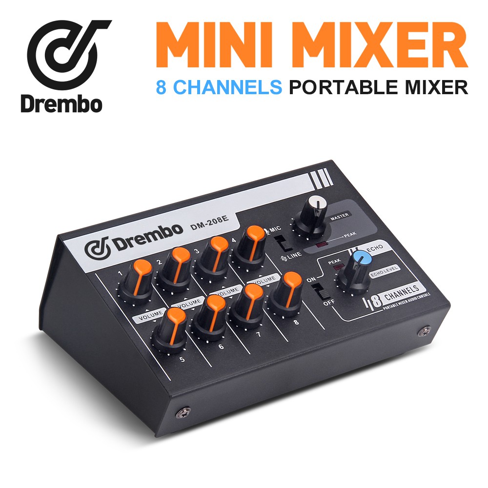 Mini Audio Mixer Portable Switchable Stereo 4 & Mono 8 Channels