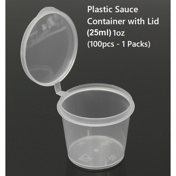 Plastic Sauce Container with Lid (25ml)1oz (100pcs 1Packs)PP Round