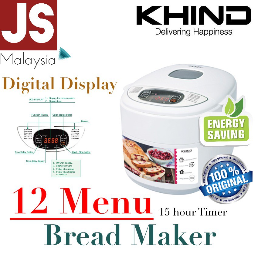 KHIND BREAD MAKER 500 gram BM500 [ENERGY SAVING DESIGN] Shopee Malaysia