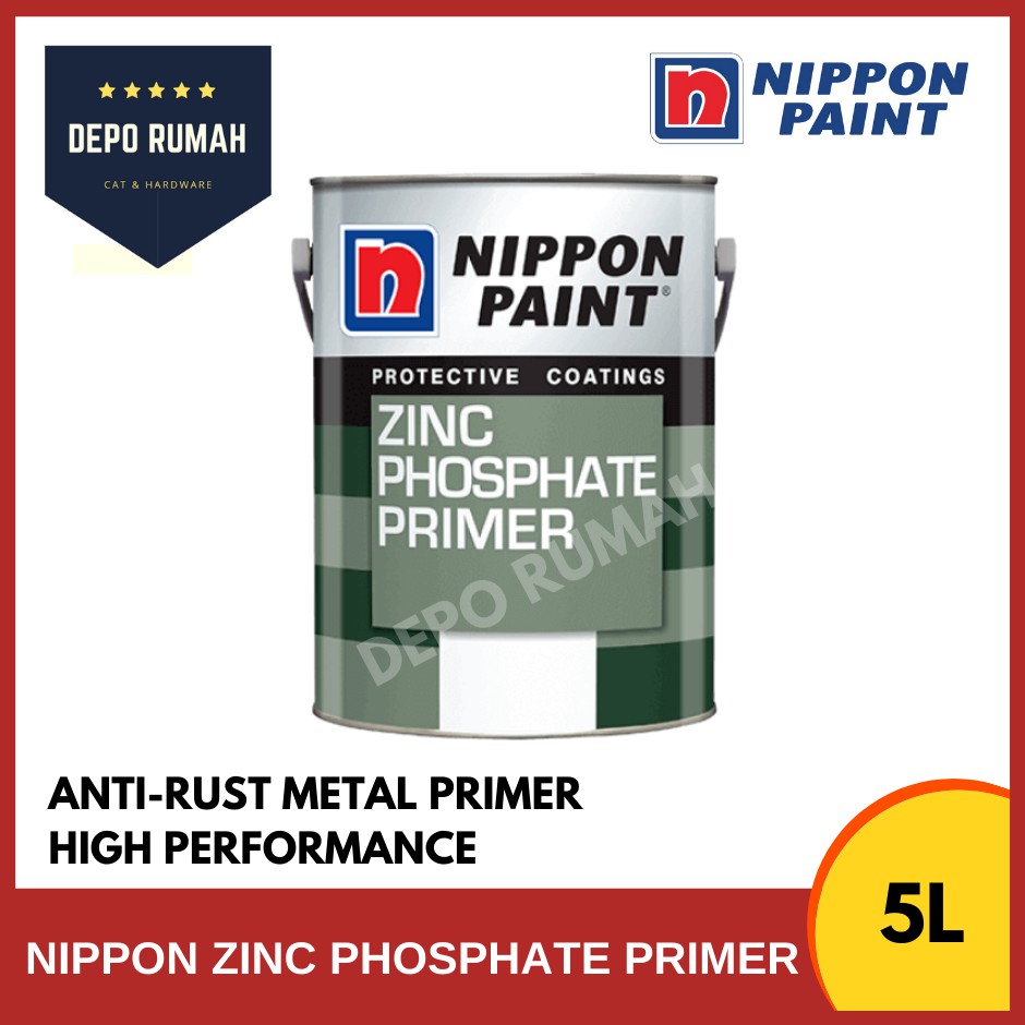 5L Nippon Paint Zinc Phosphate Primer Grey Green (Metal Primer) 5Litre Cat Nippon Paint Anti