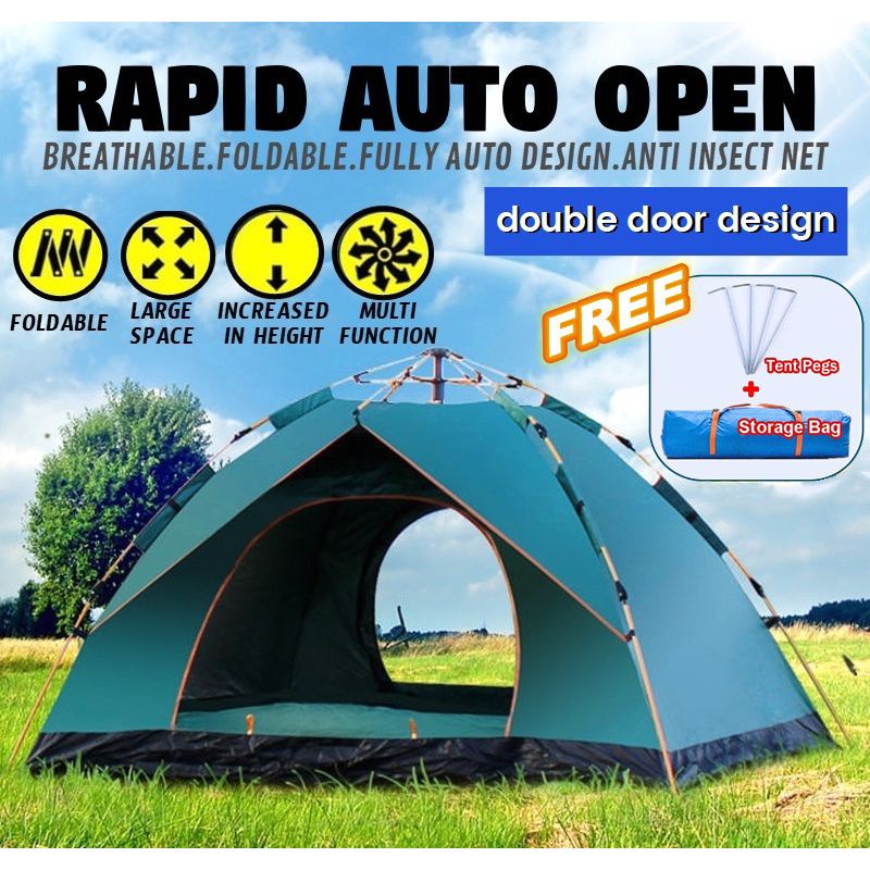 2m*2m Fully Automatic Tent Outdoor Foldable Camping Auto Tents UV