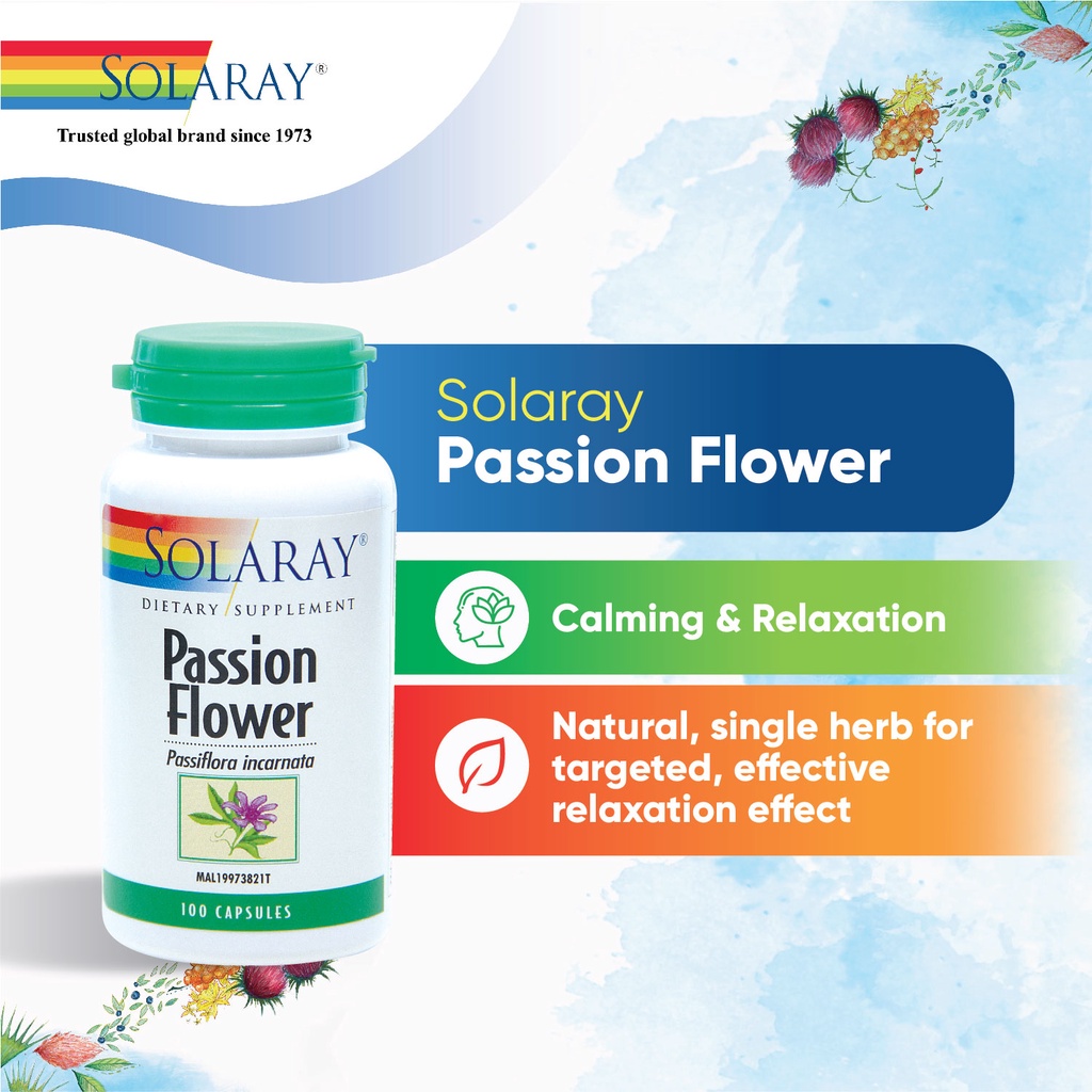 Solaray Passion Flower Calm & Relaxation (100 Capsules) [Free Trinley
