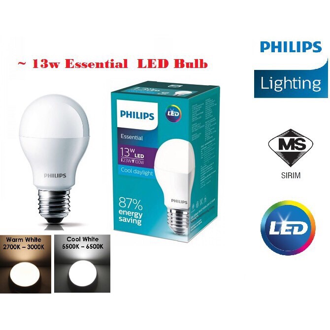 13W PHILIPS ESSENTIAL E27 Cool DayLight LED BULB Shopee Malaysia