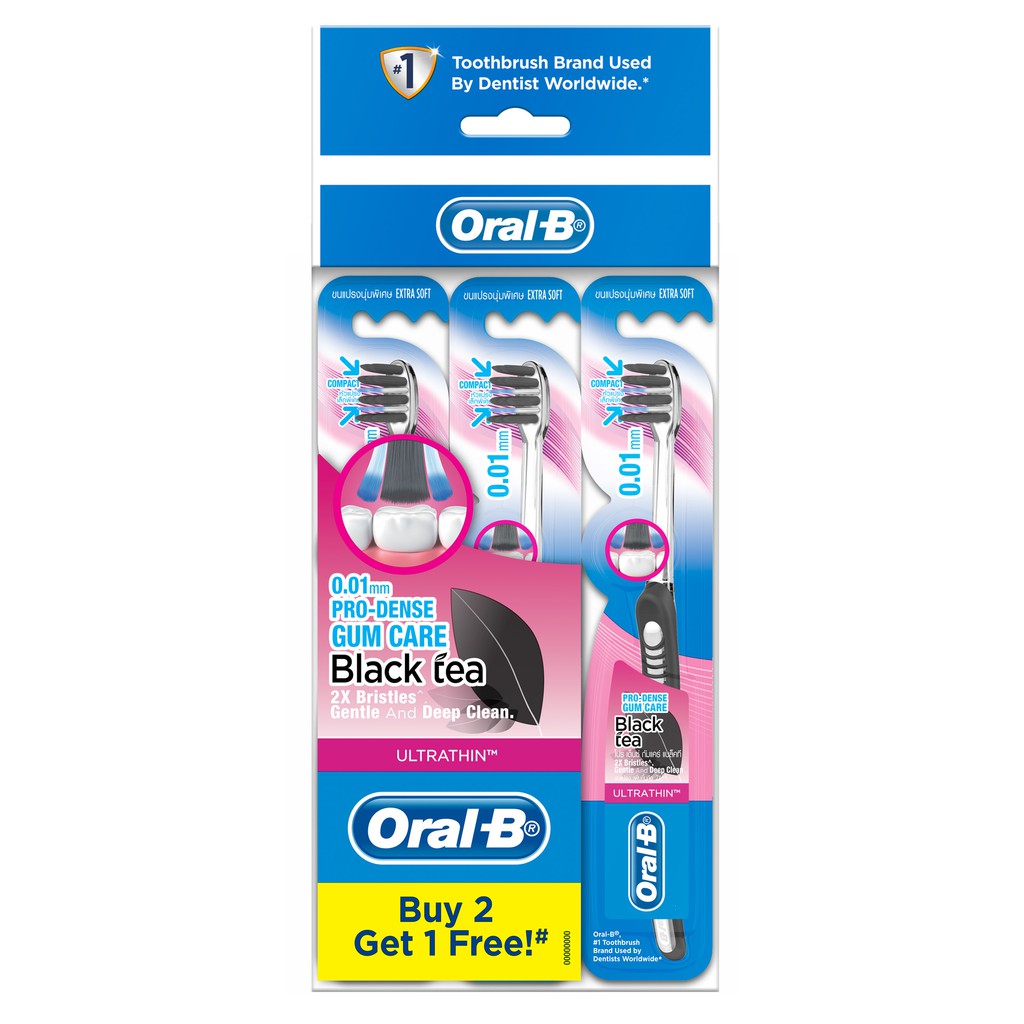 OralB UltraThin Pro Dense Gum Care Manual Toothbrush Black Tea (3