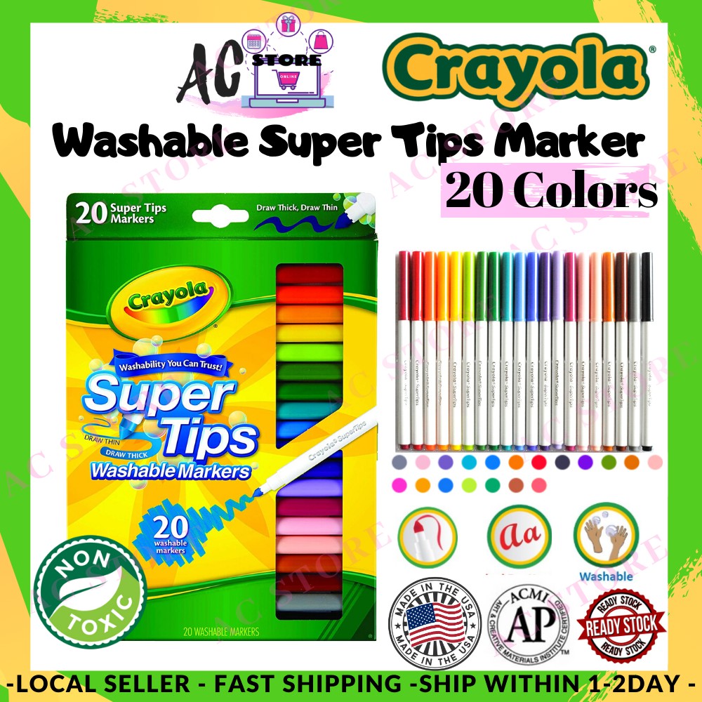 100 Authentic Crayola 20 ct Washable Super Tips Marker 20 colour