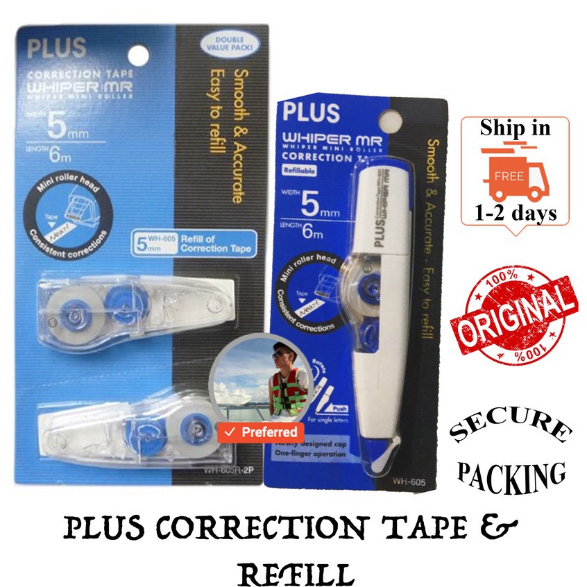 PLUS CORRECTION TAPE REFILLABLE WH604 / WH605 / WH606 PLUS WHIPPER