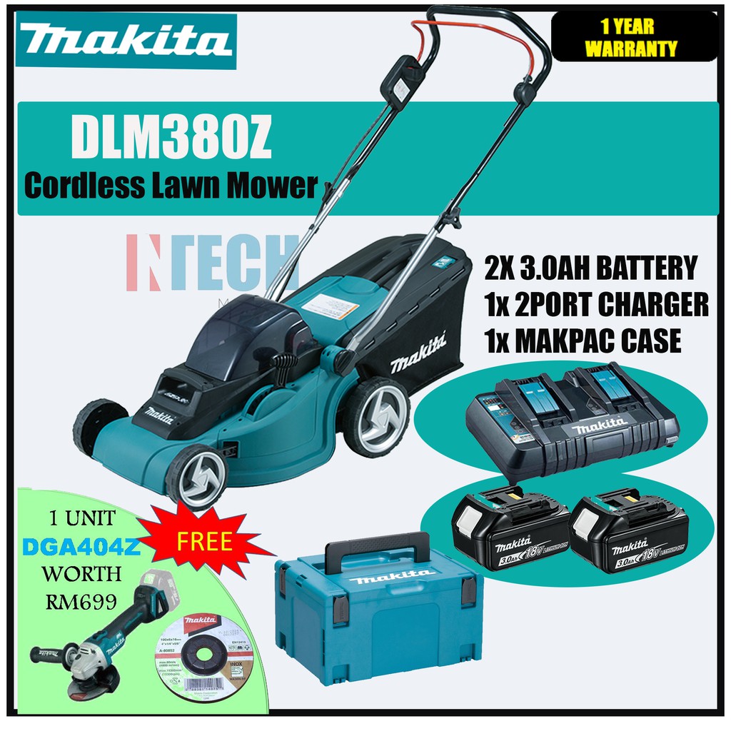 MAKITA COMBO SET DLM380Z CORDLESS LAWN MOWER +2PORT MULTI FAST CHARGER