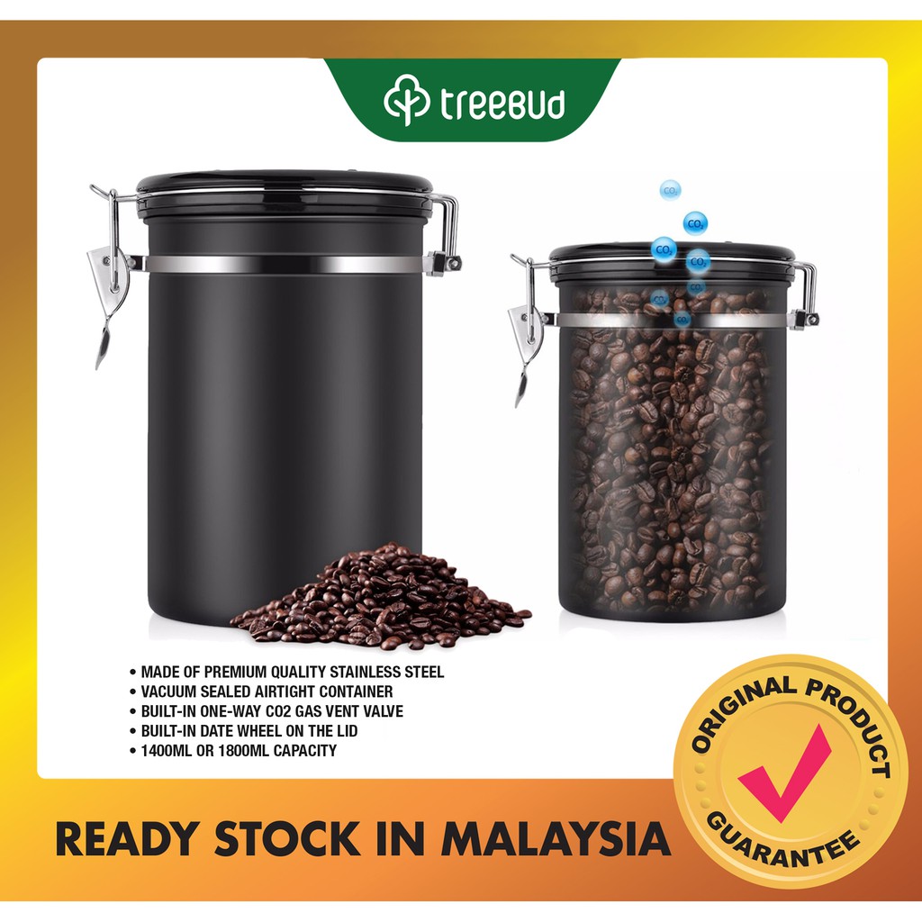 [Food Grade 304 Stainless Steel] Airtight Coffee Bean Canister (with