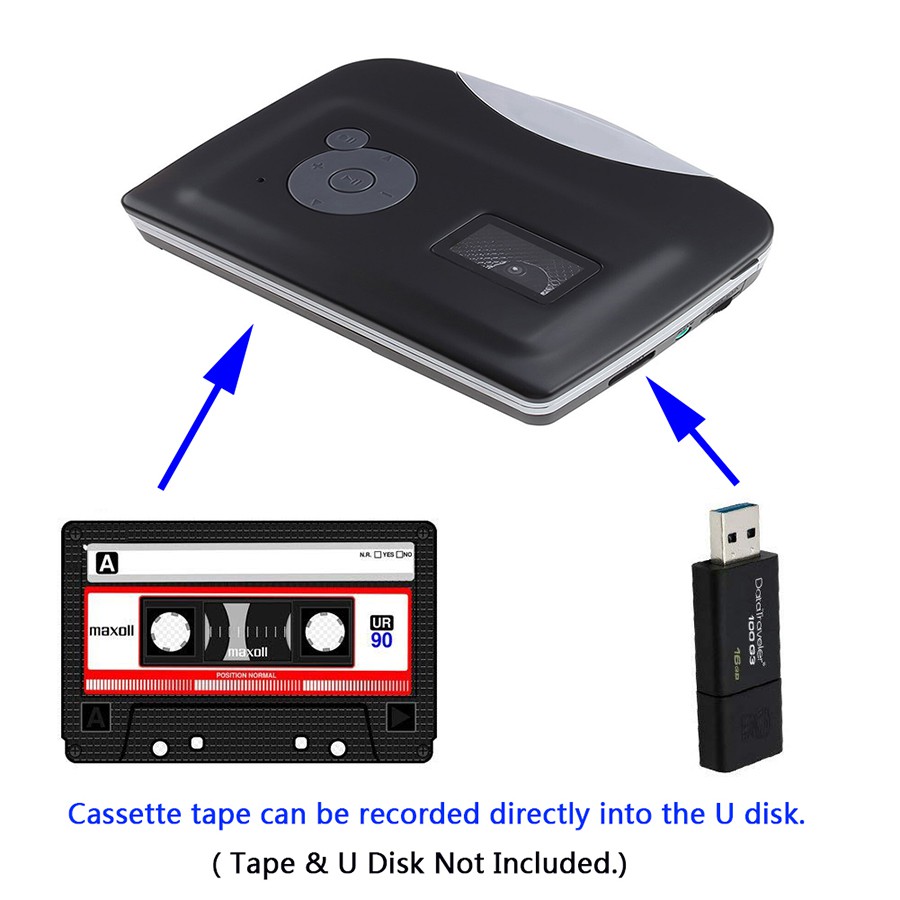 Standalone Cassette Player , Portable Cassette Tape to MP3 Converter