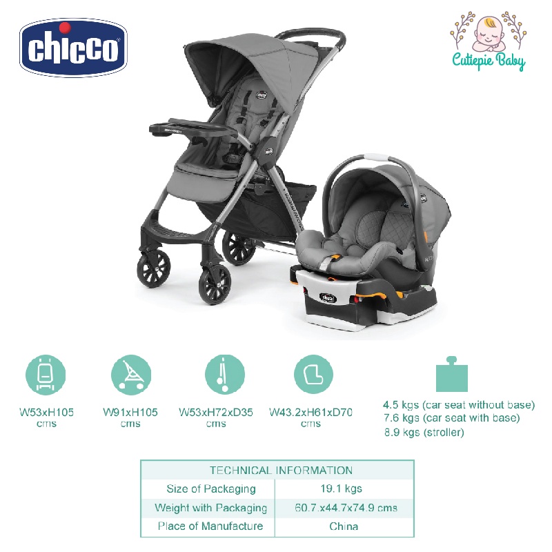 Chicco Mini Bravo Plus Travel System (Stroller + Keyfit 30 Infant Carrier Car Seat with Isofix