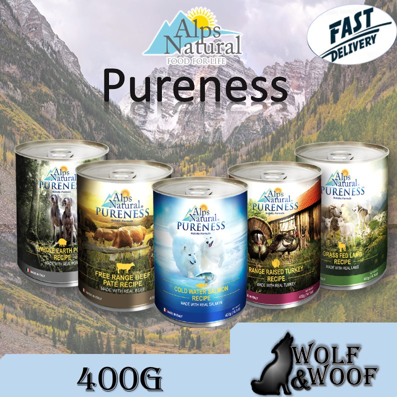Alps Natural Pureness Dog Can Food 400g ( Alps Salmon, Alps Pork