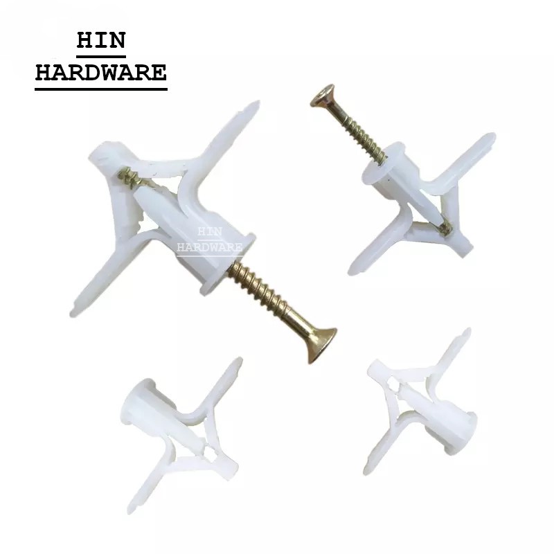 HIN PVC Partition Wall Plug Butterfly Wall Plug Nylon Toggle For