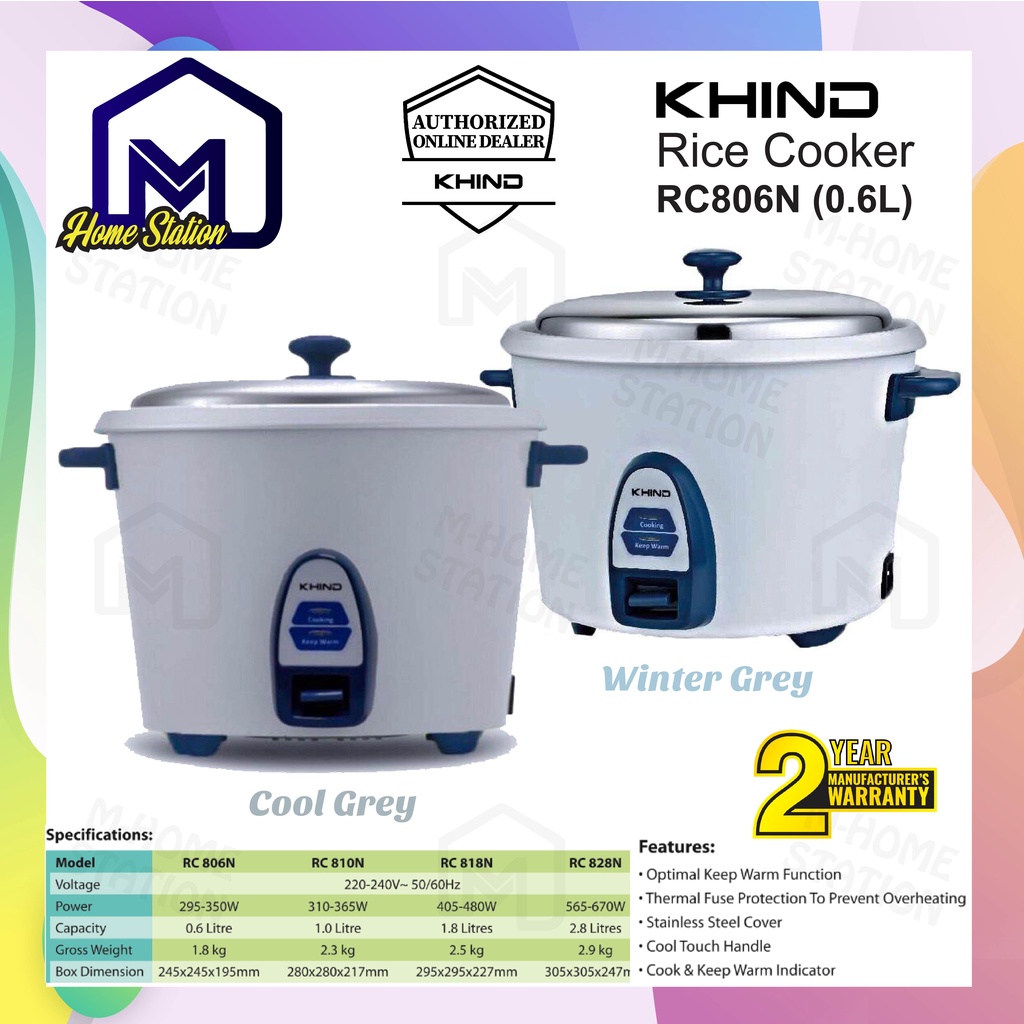Khind Mini Rice Cooker 0.6L Keep Warm Function Small Capacity RC806N 0