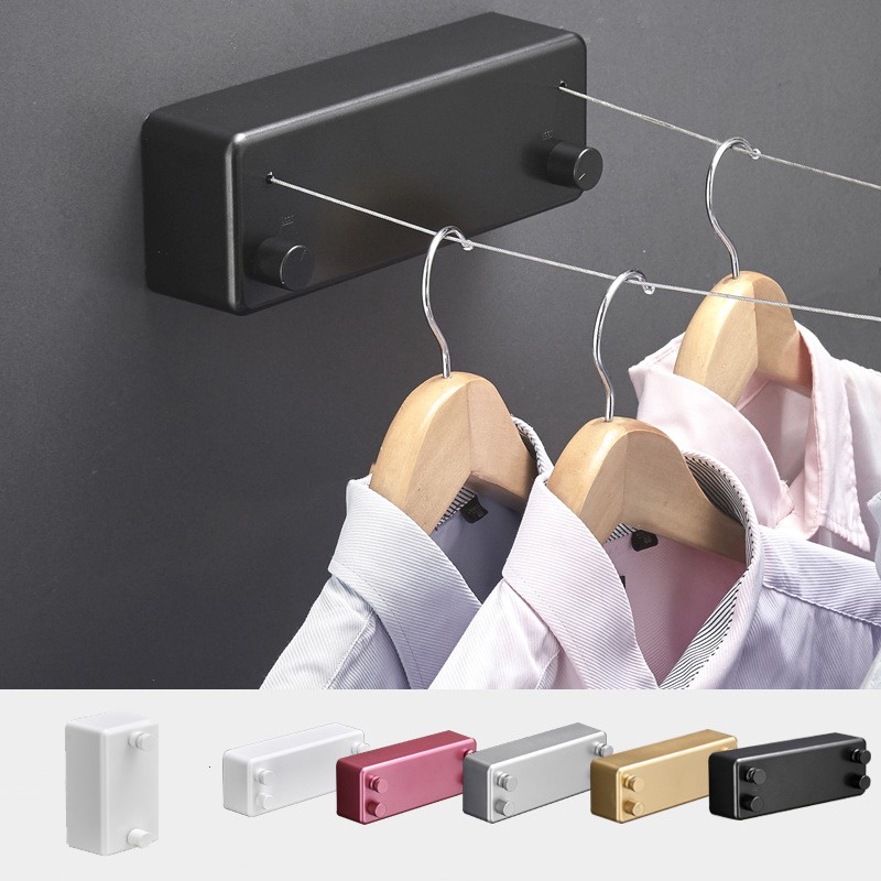 Retractable Clothesline Indoor Wall Hanging Wire Bathroom Balcony