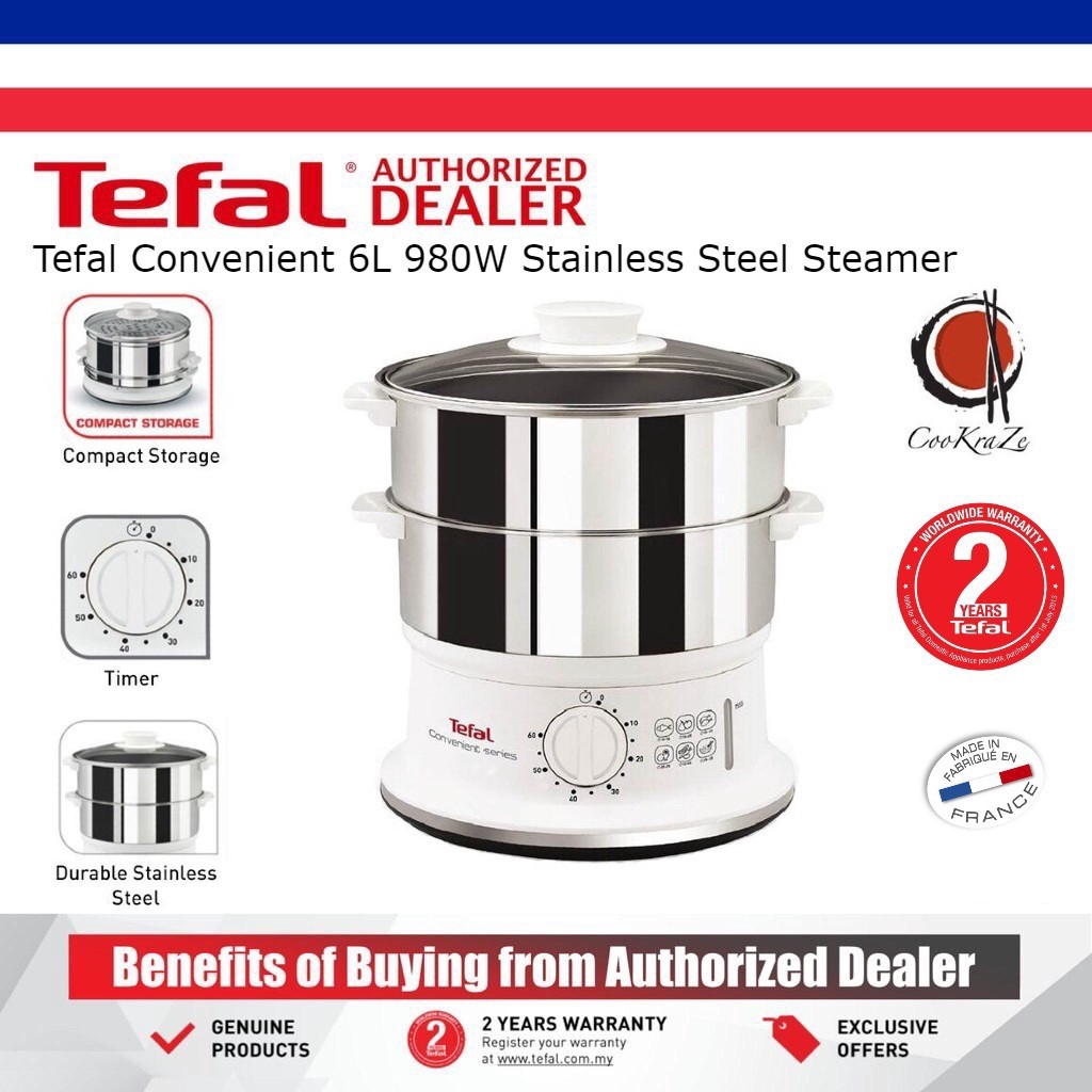 Tefal Convenient 6 Litre 980W 2 Tier Stainless Steel Electric Food