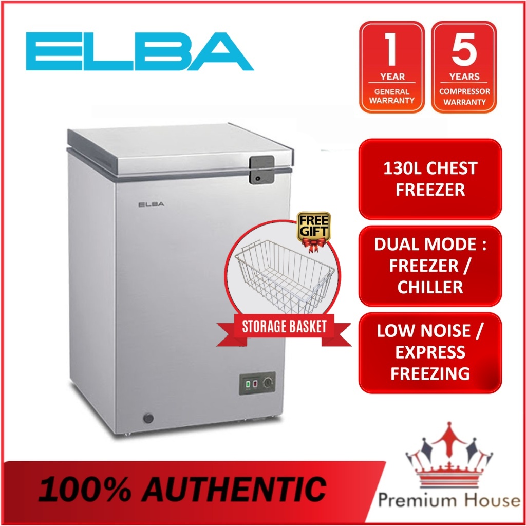 [FREE SHIPPING] Elba EFE1310(GR) Chest Freezer Grey (130L) EFE1310