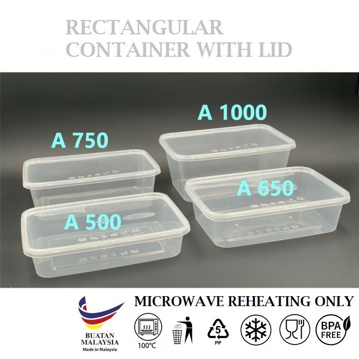 [ LOCAL READY STOCKS ] Microwave Reheating Plastic Rectangular Food