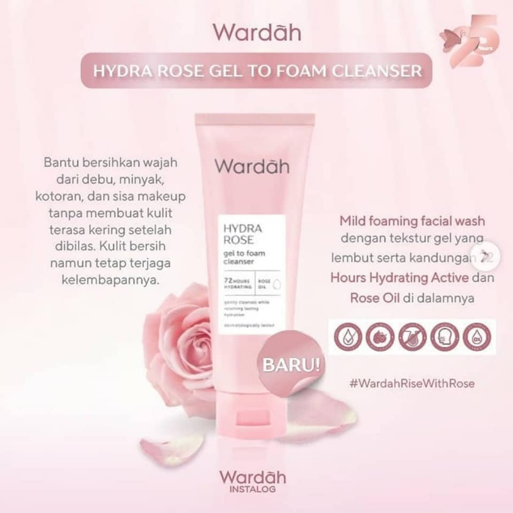 Wardah Hydra Rose Gel To Foam Cleanser 100ml Shopee Malaysia
