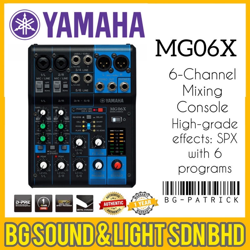 [Original] Yamaha MG06X 6Channel Mixing Console Max. 2 Mic / 6 Line