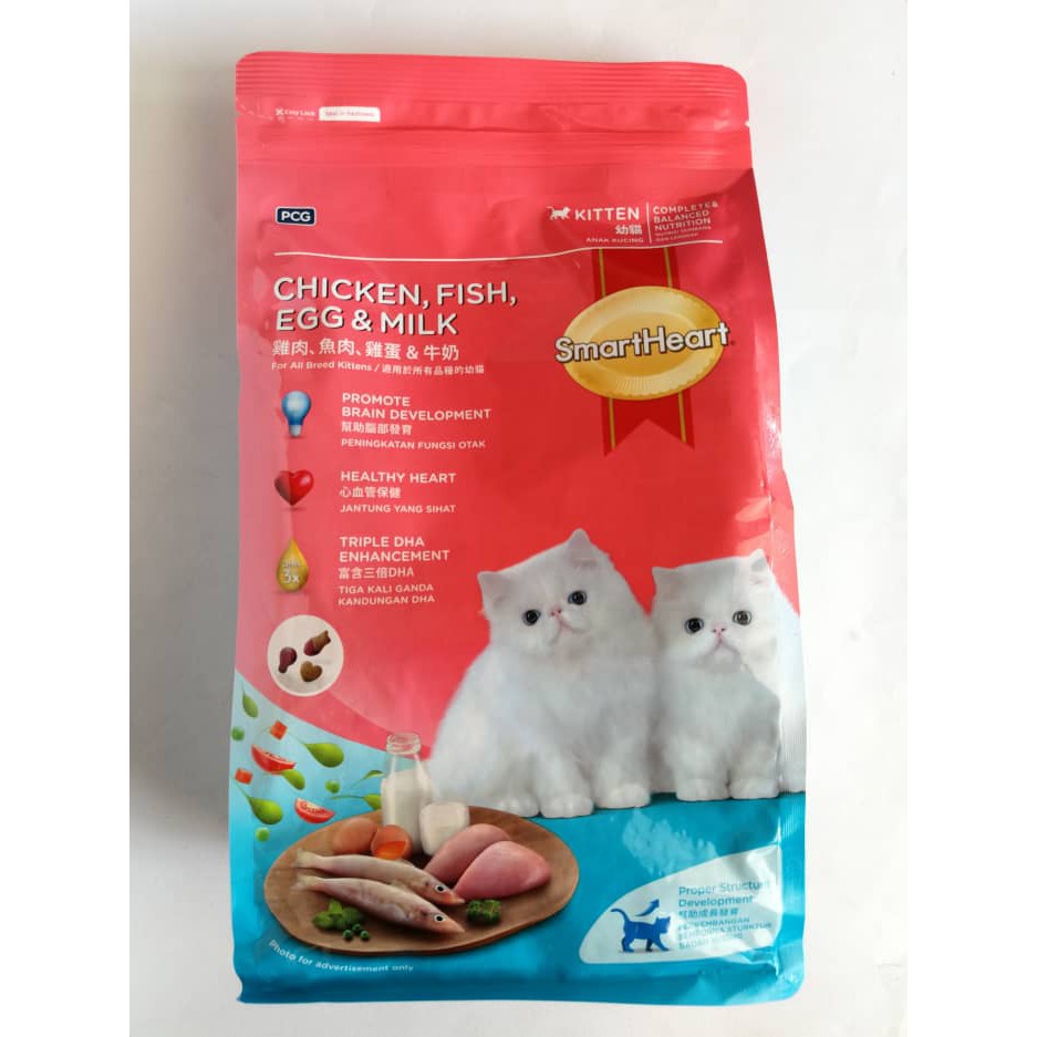 SmartHeart Chicken Fish Egg and Milk Kitten Cat Food 1.1kg [Smart Heart